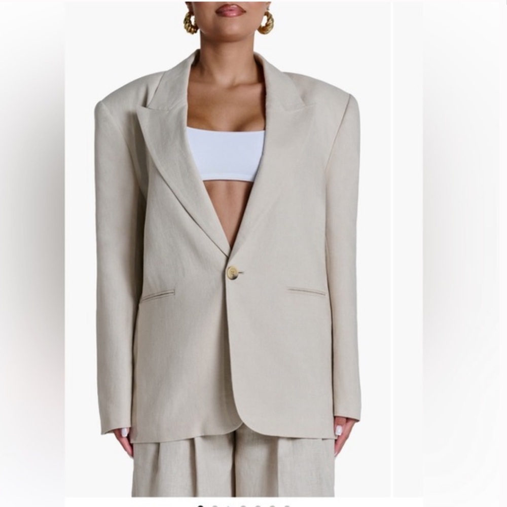 Naked‎ Wardrobe $149 Oversize Linen suited Blazer tan beige large